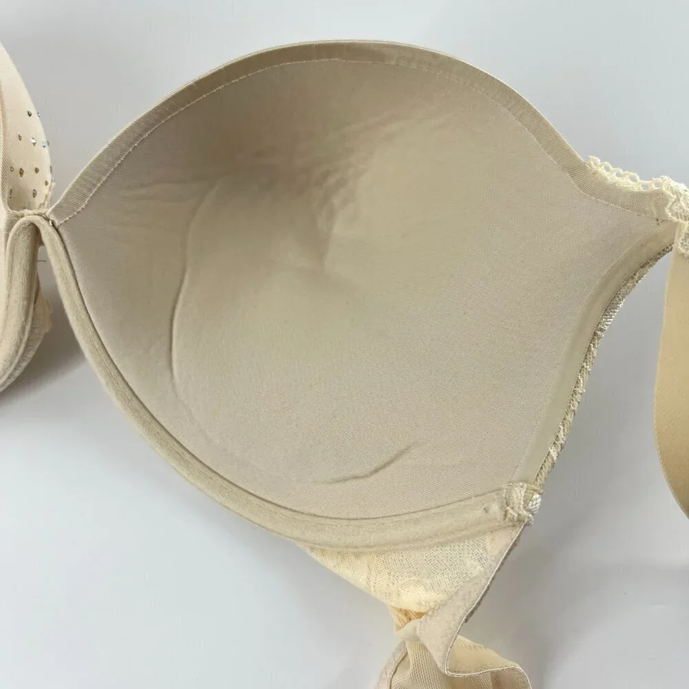 La Senza Beyond Sexy Cream Lace & Rhinestone Bra Sz 34 DD - Picture 5 of 11